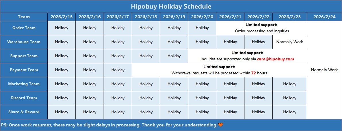 Hipobuy：Spring Festival Holiday Notice
