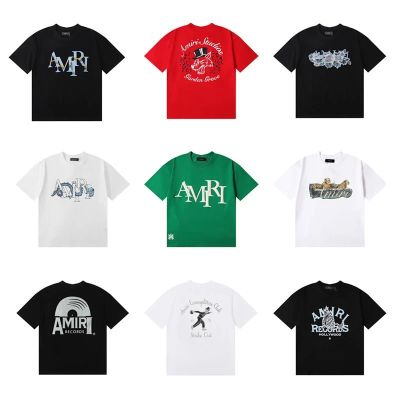 European and American foam pattern short-sleeved T-shirts for men and women high street half-sleeved  