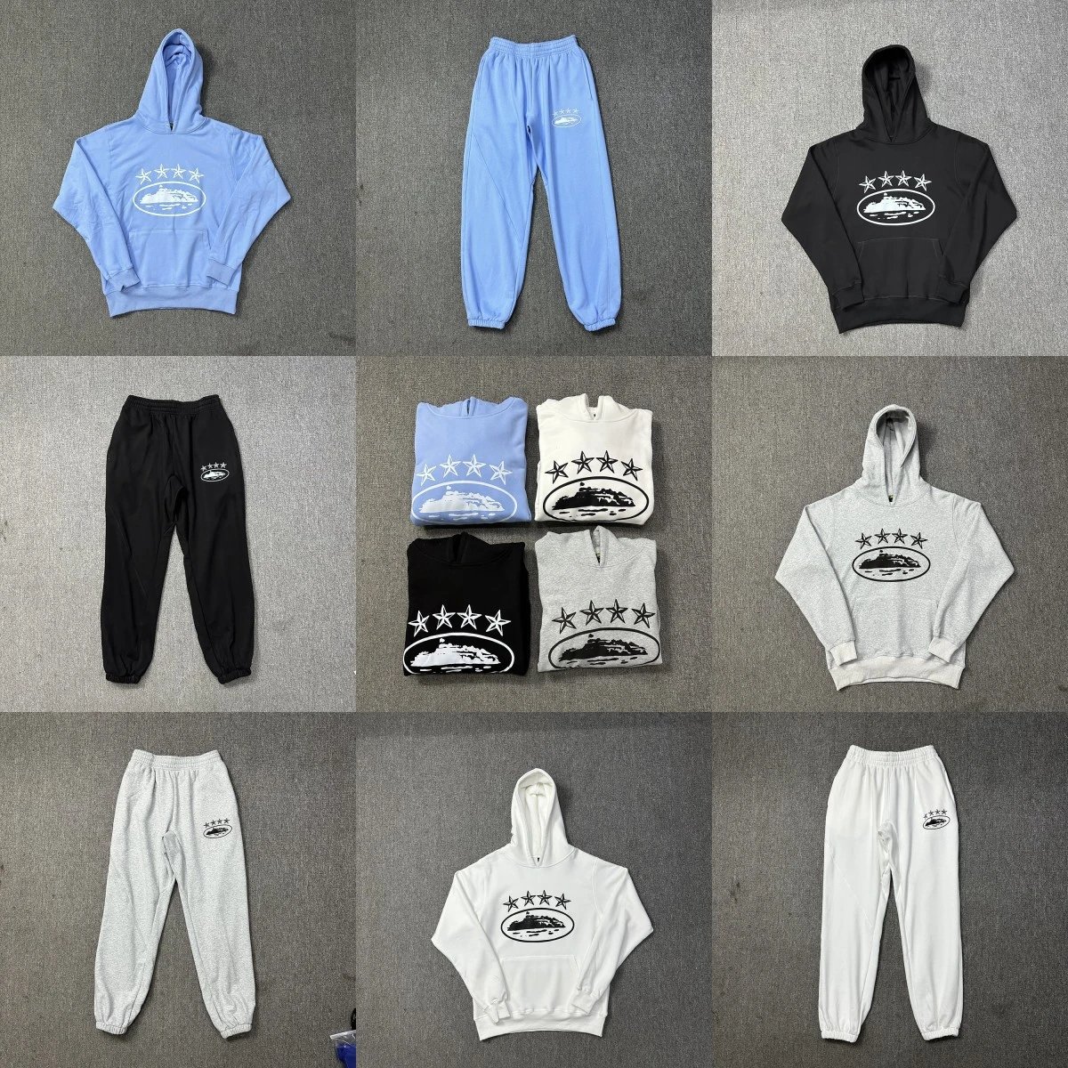 High Street Loose Hooded Sweatshirt Casual Pants Suit  