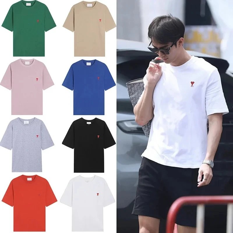 Short-sleeved T-shirts for men and women, round neck, loose fit for couples  